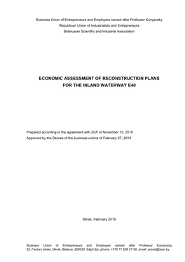 Economic Assessment of Reconstruction Plans for the Inland Waterway E40