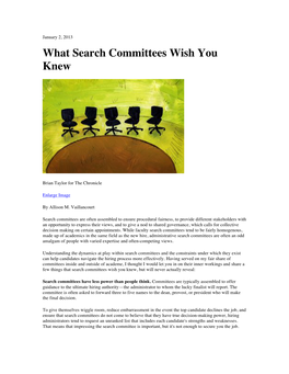 What Search Committees Wish You Knew