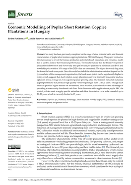Economic Modelling of Poplar Short Rotation Coppice Plantations in Hungary