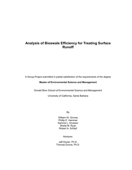 Analysis of Bioswale Efficiency in Treating Surface Runoff