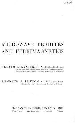 Microwave Ferrites and Ferrimagnetics