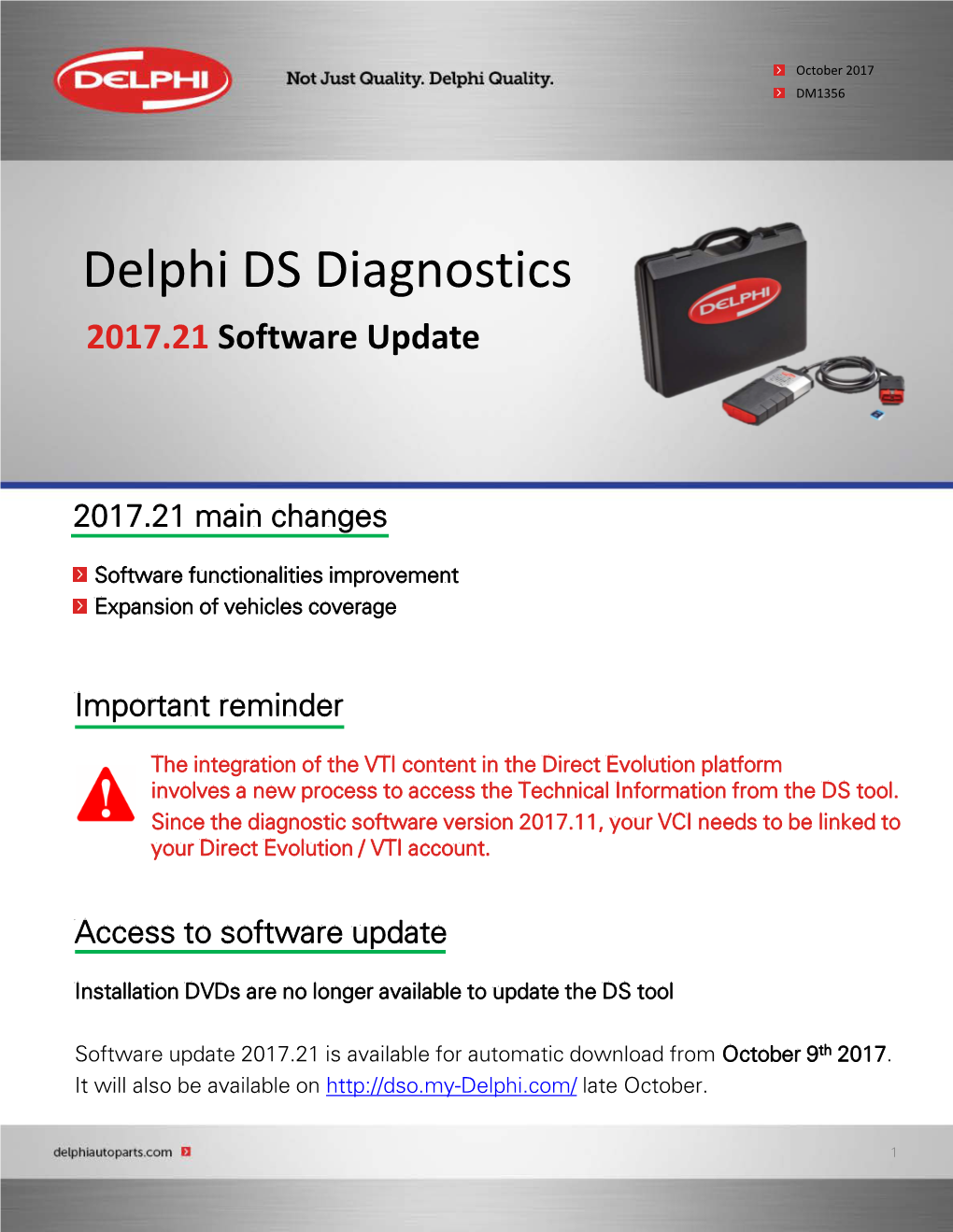 Delphi DS Diagnostics 2017.21 Software Update