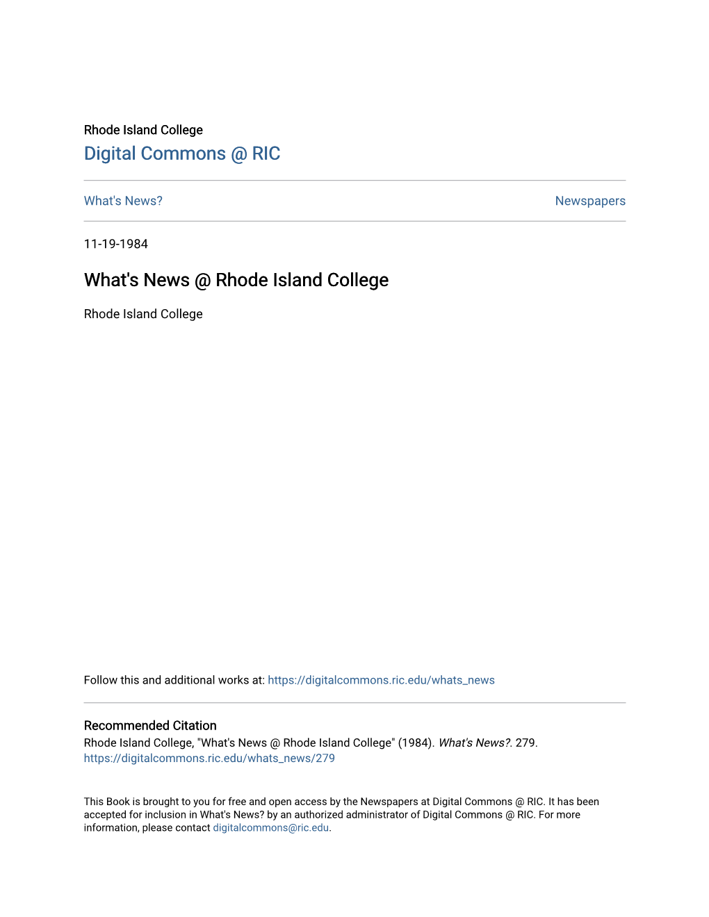 What's News @ Rhode Island College