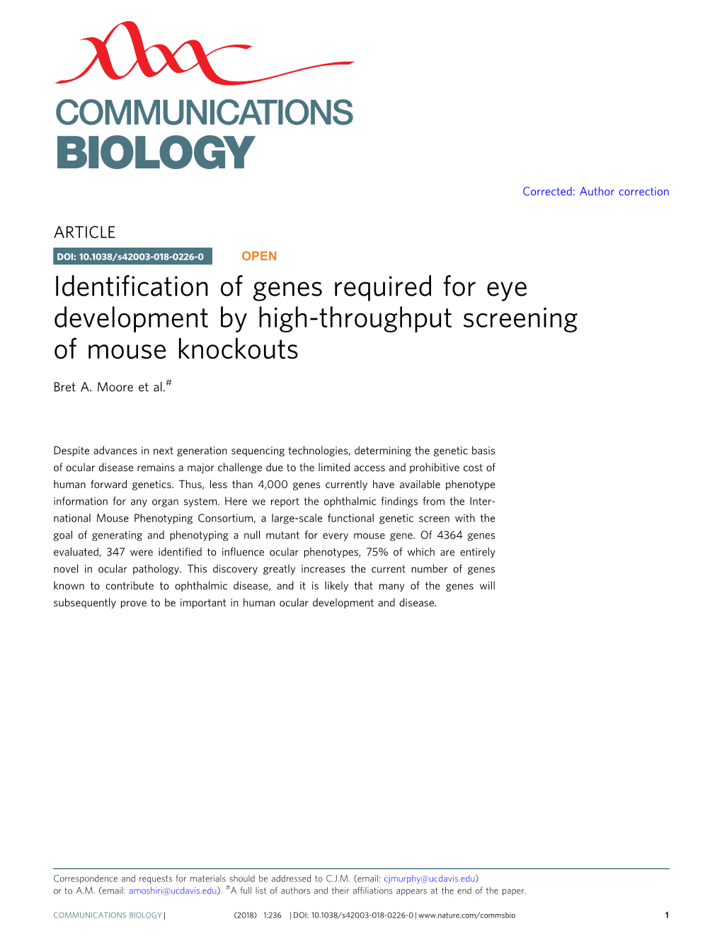 Identification of Genes Required for Eye Development by High-Throughput Screening of Mouse Knockouts