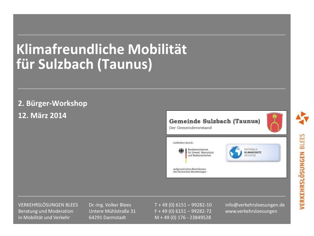 Klimafreundliche Mobilität Für Sulzbach (Taunus)