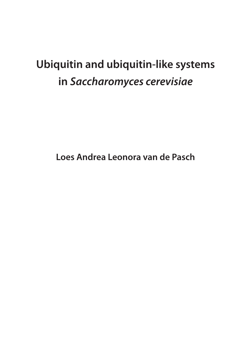 Ubiquitin and Ubiquitin-Like Systems in Saccharomyces Cerevisiae