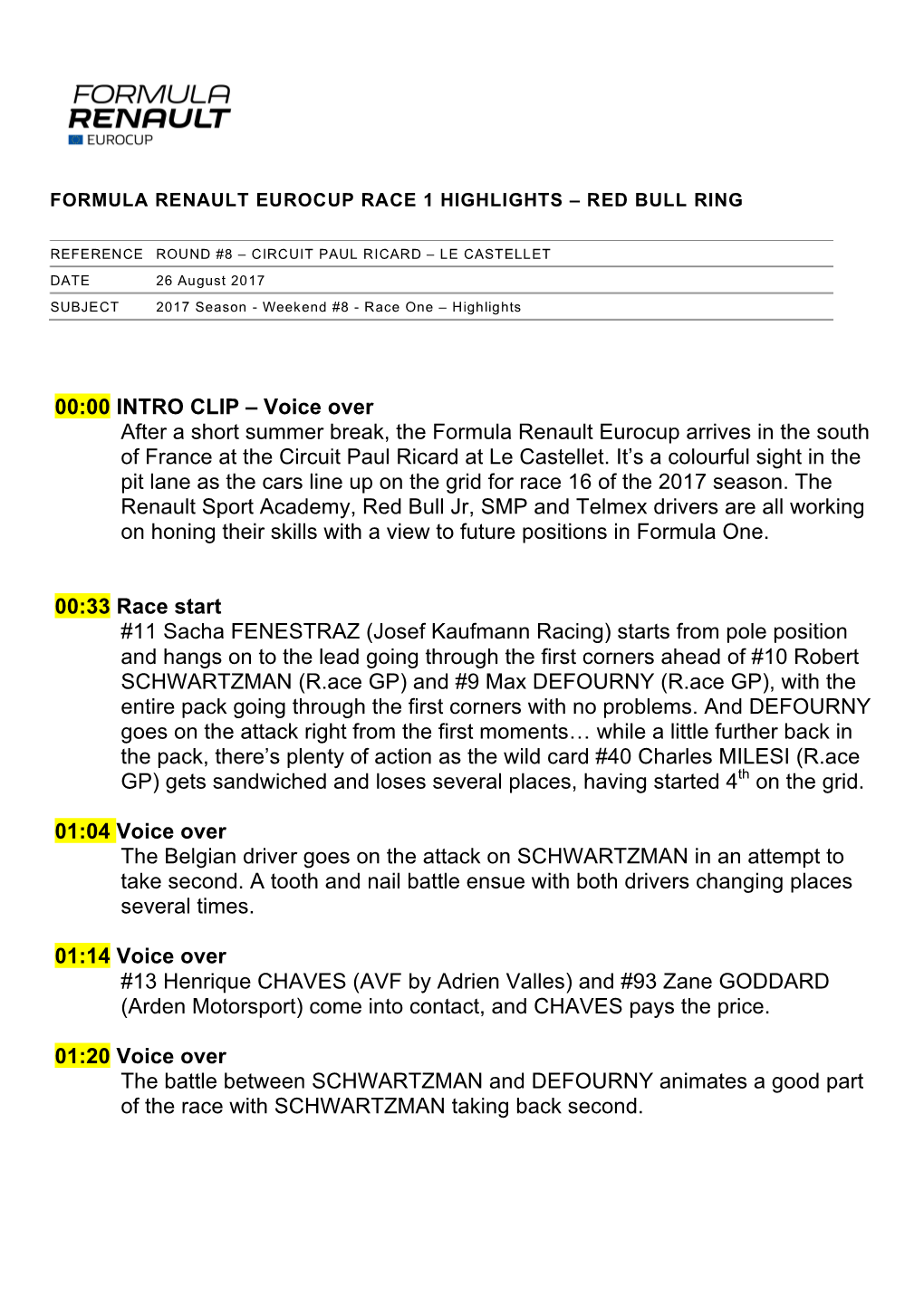 Formula Renault Race 1