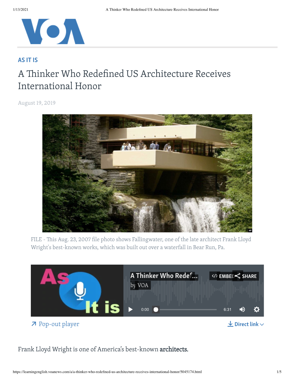 A Inker Who Rede Ned US Architecture Receives International Honor