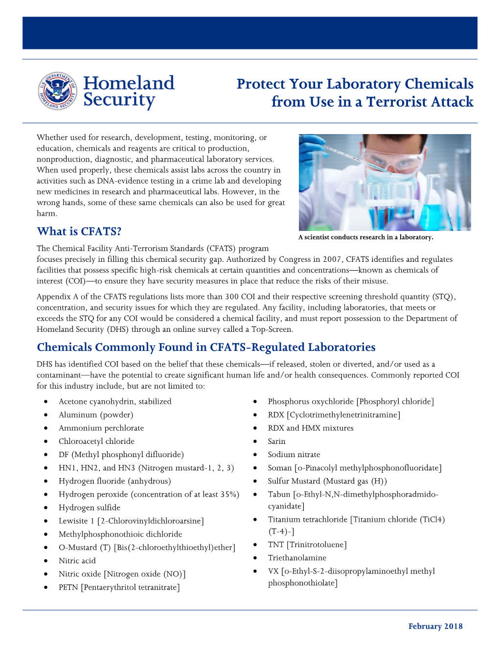Protect Laboratory Chemicals Fact Sheet
