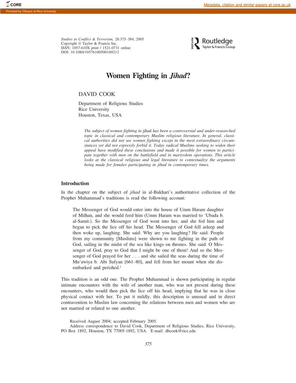 Women Fighting in Jihad?