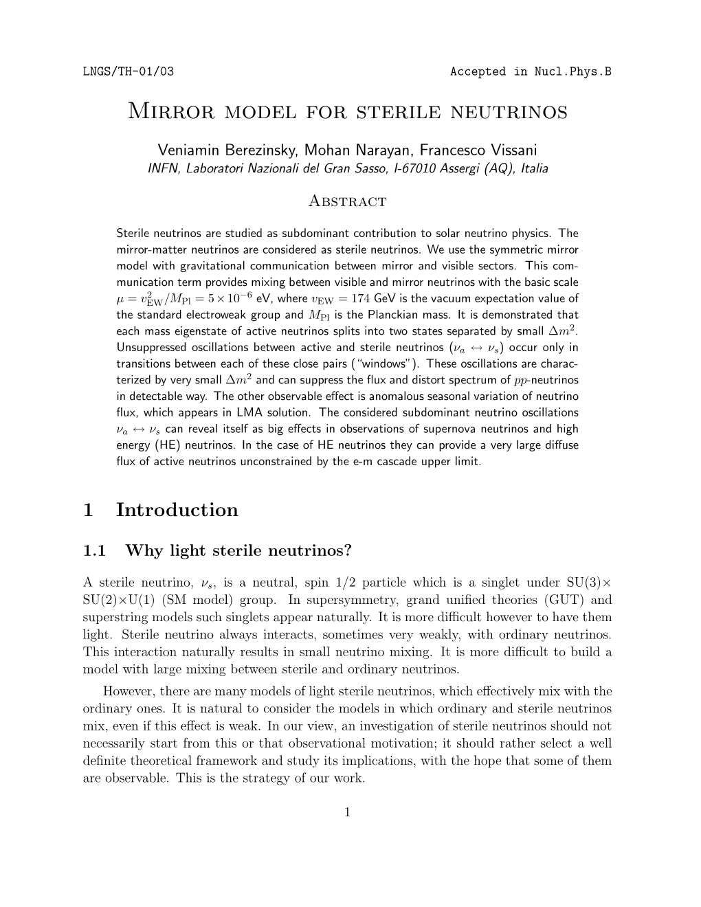 Mirror Model for Sterile Neutrinos