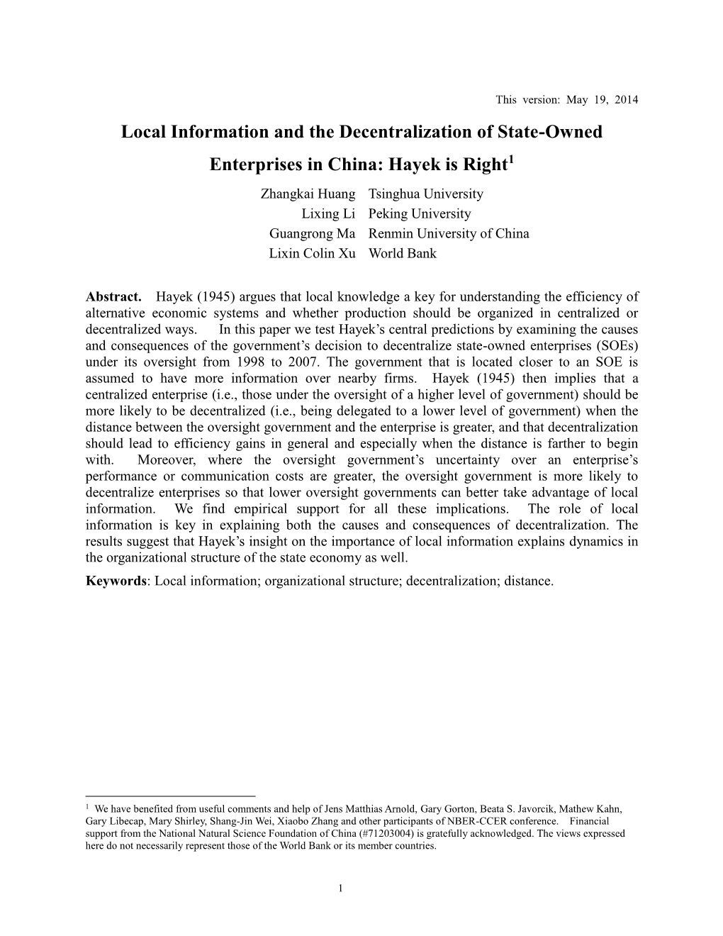 Local Information and the Decentralization of State-Owned