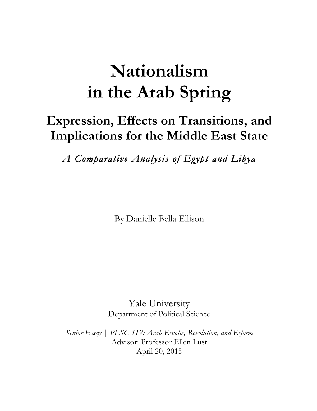 Nationalism in the Arab Spring