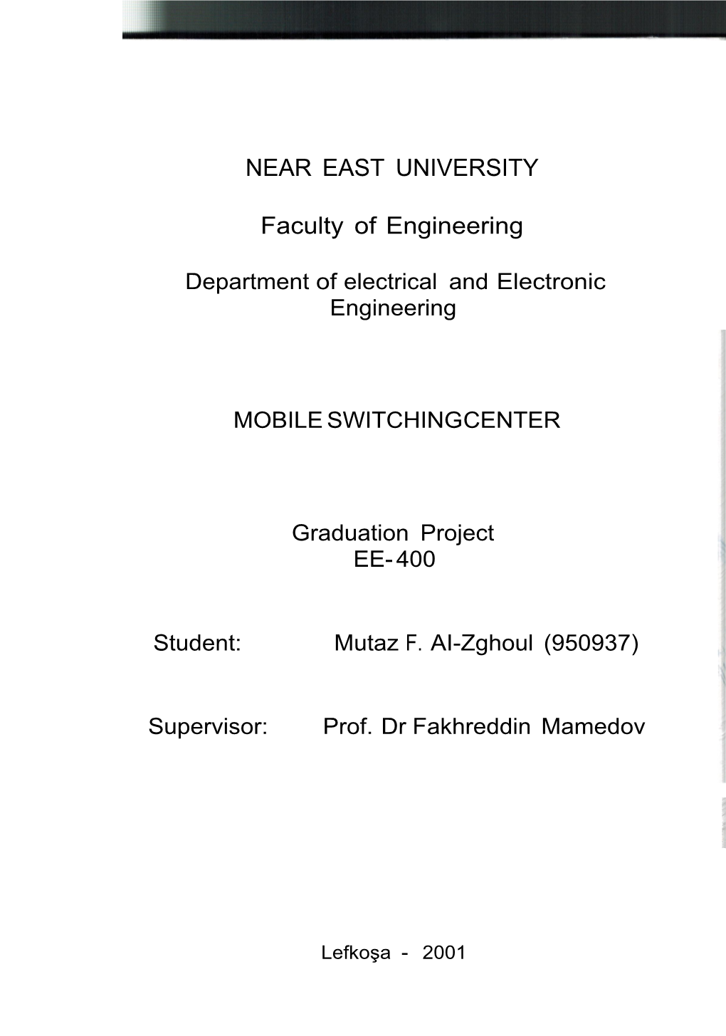 NEAR EAST UNIVERSITY Faculty of Engineering