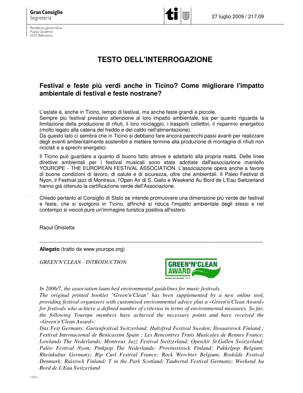 Testo Dell'interrogazione