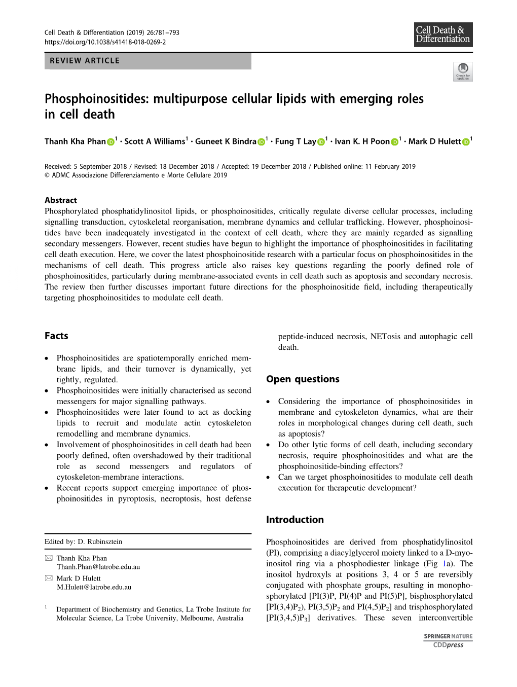 Multipurpose Cellular Lipids with Emerging Roles in Cell Death