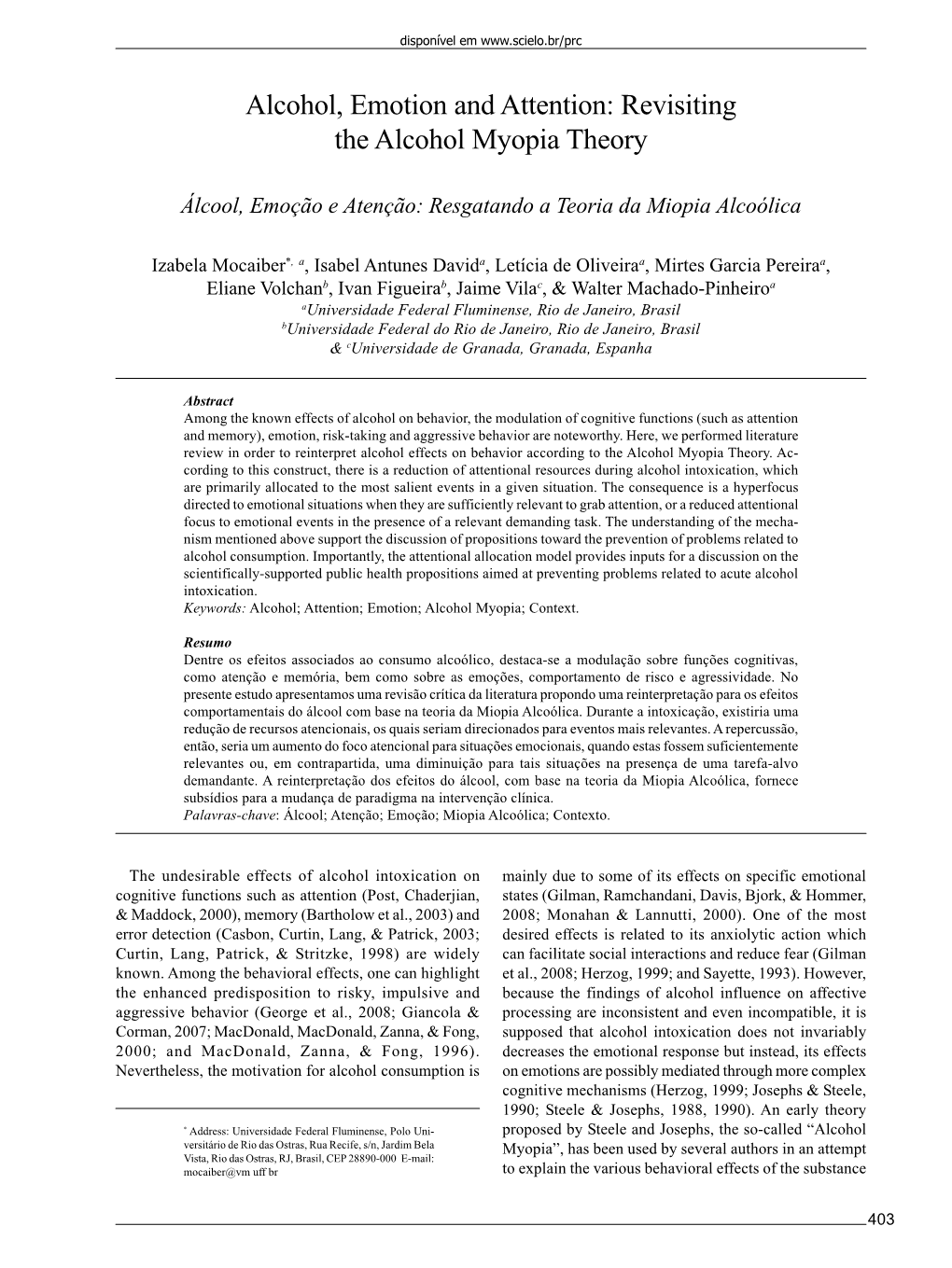 Revisiting the Alcohol Myopia Theory