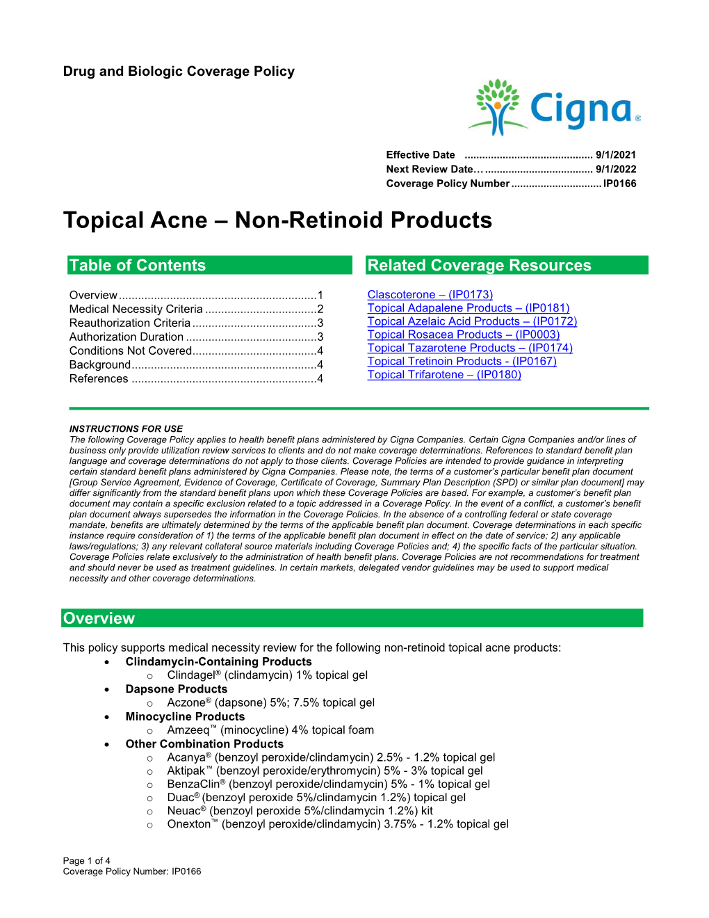 Topical Acne – Non-Retinoid Products