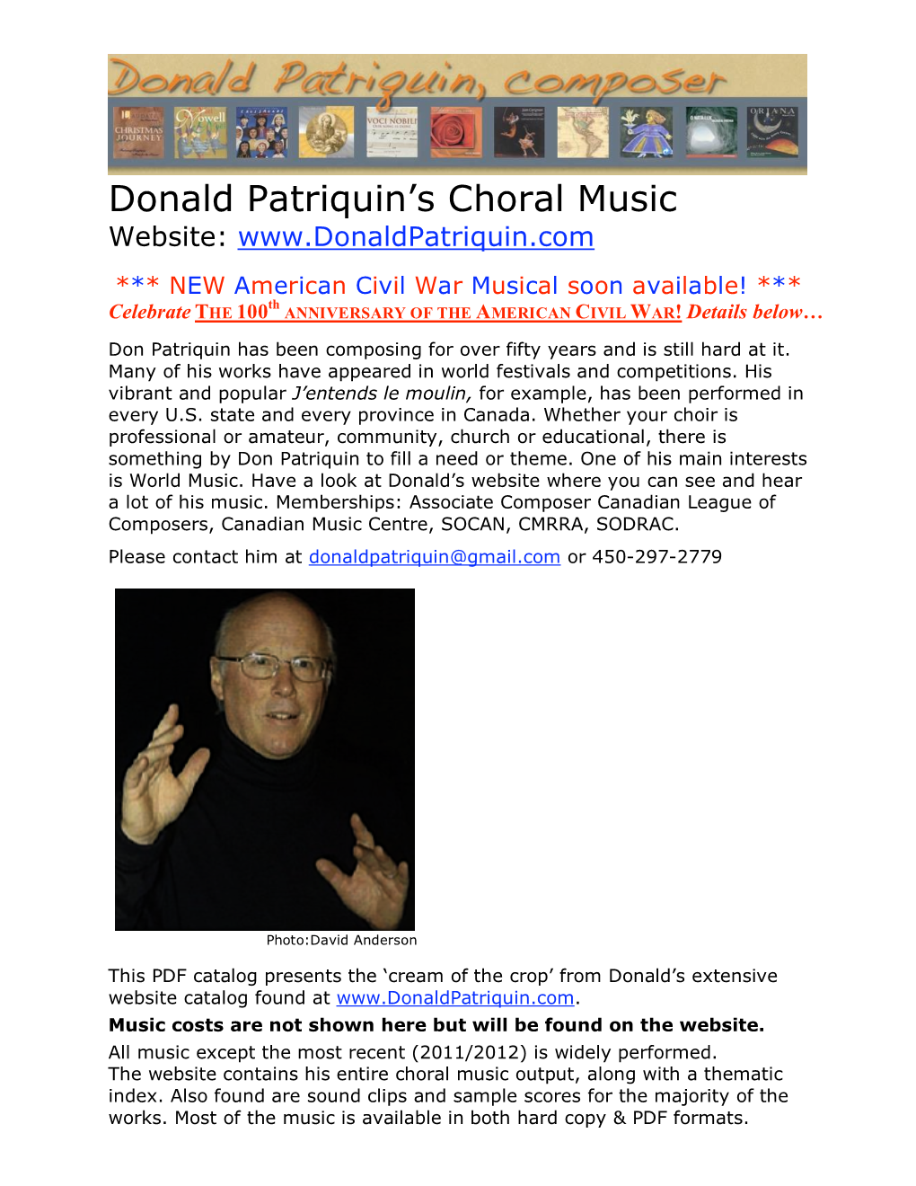 Donald Patriquin's Choral Music