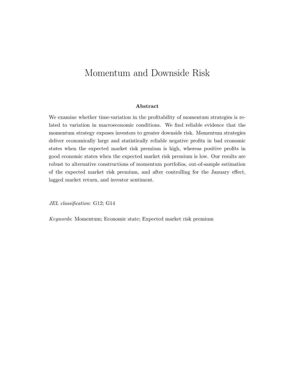 Momentum and Downside Risk