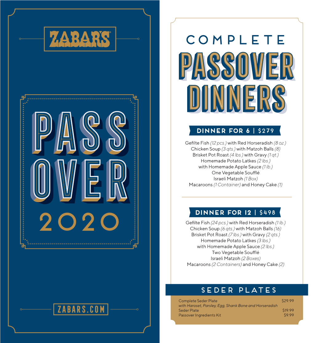 Complete Passover Dinners