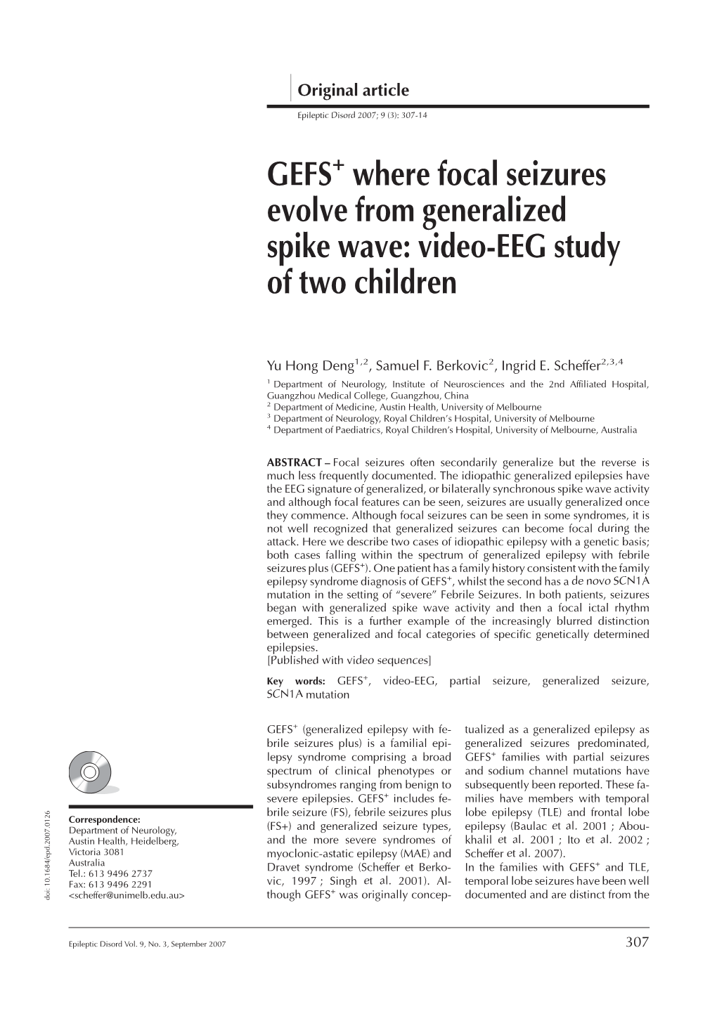 GEFS Where Focal Seizures Evolve from Generalized Spike Wave