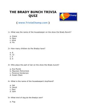 The Brady Bunch Trivia Quiz