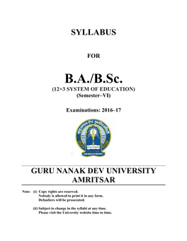 SYLLABUS for BA/B.Sc