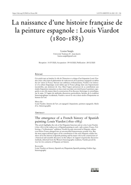 La Naissance D'une Histoire Française De La Peinture Espagnole : Louis