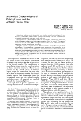 Anatomical Characteristics of Palatoglossus and the Anterior Faucial Pillar