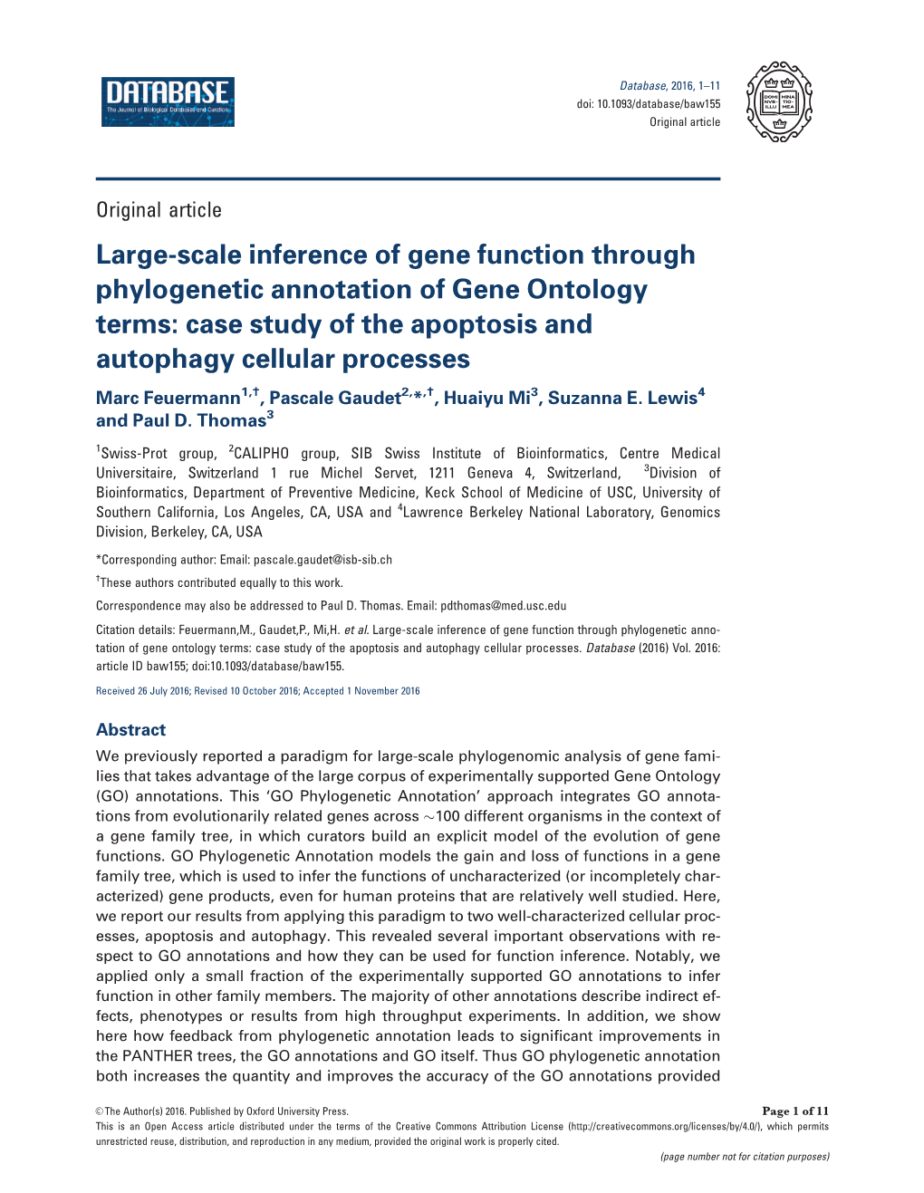 Large-Scale Inference of Gene Function Through Phylogenetic Annotation Of