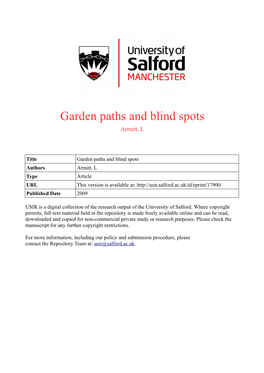 Garden Paths and Blind Spots Armitt, L