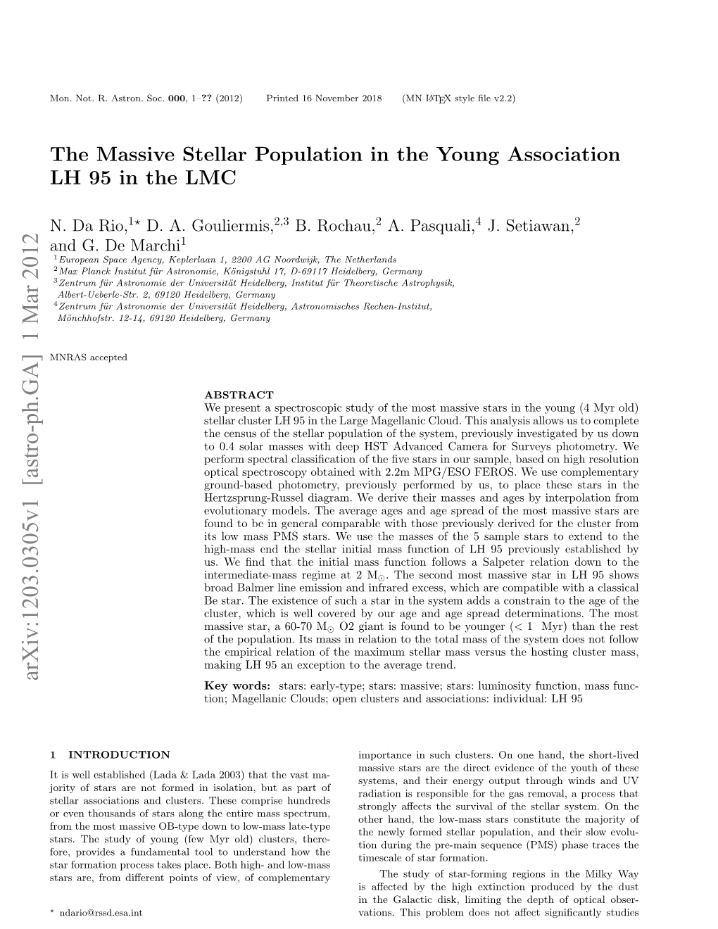 The Massive Stellar Population in the Young Association LH 95 in the LMC