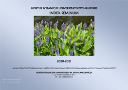 Hortus Botanicus Universitatis Posnaniensis Index Seminum