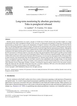 Long-Term Monitoring by Absolute Gravimetry: Tides to Postglacial Rebound A