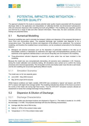 5 Potential Impacts and Mitigation – Water Quality