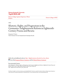 Enlightenment Reform in Eighteenth-Century Prussia and Bavaria" (2014)