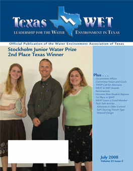 Stockholm Junior Water Prize 2Nd Place Texas Winner