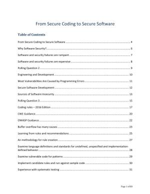 From Secure Coding to Secure Software
