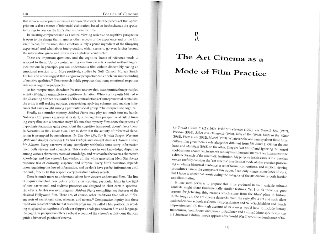 The Art Cinema As a Respond to Them