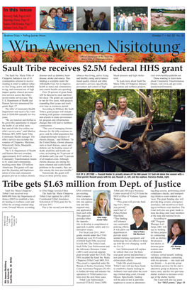 Sault Tribe Receives $2.5M Federal HHS Grant Tribe Gets $1.63 Million