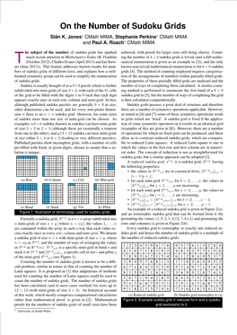 On the Number of Sudoku Grids Siân K