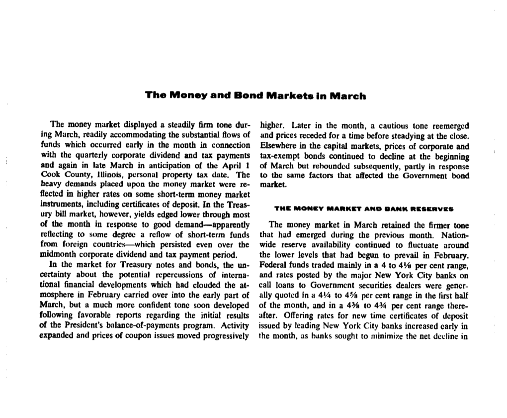 The Money and Bond Markets in March 1965