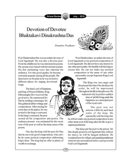 Devotion of Devotee Bhaktakavi Dinakrushna Das