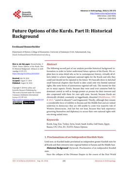Future Options of the Kurds. Part II: Historical Background