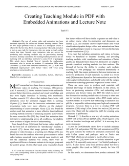 Creating Teaching Module in PDF with Embedded Animations and Lecture Note