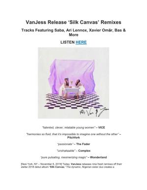 Vanjess Release 'Silk Canvas' Remixes