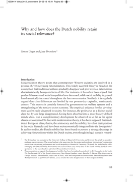 Why and How Does the Dutch Nobility Retain Its Social Relevance?