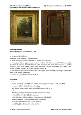 Task Force Schwabing Art Trove/ Object Record Excerpt for Lost Art ID: 478459 Updated by Gurlitt Provenance Research Project