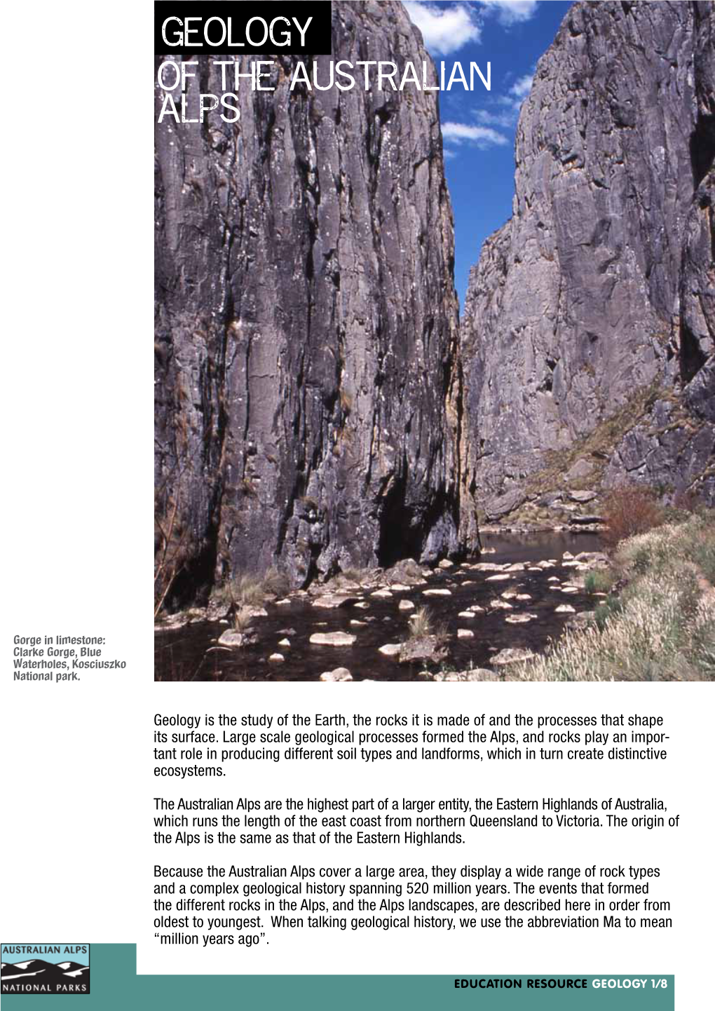 Geology of the AUSTRALIAN ALPS